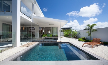 modern house with pool and spacious living spaces