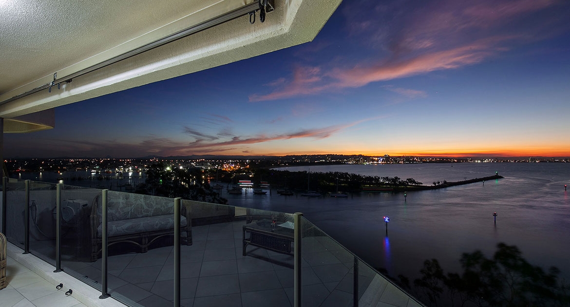 Beautiful early evening views at Cartwright Beachfront Apartment | Sunshine Coast Holiday Rentals