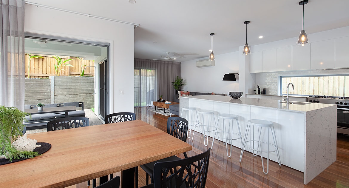 Dining and kitchen at Sea Renity Coolum Beach | Sunshine Coast Holiday Homes